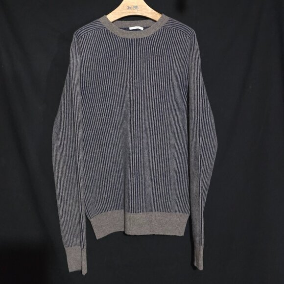 FRADI Made in Italy 100% Virgin Wool Men's Sweater - Blue Gray Striped - Sz M* - Picture 1 of 4